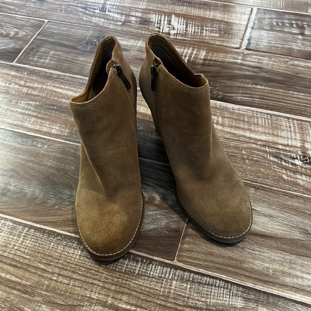 Lucky brand suede wedge booties